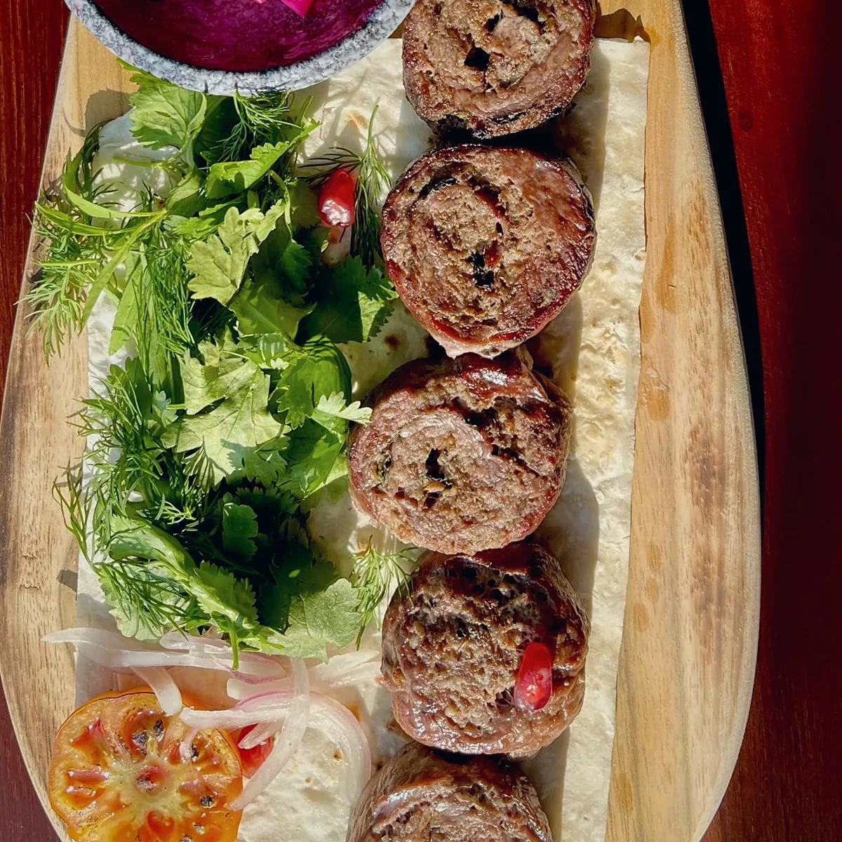 Batumi-style veal shashlik at Tarragon Georgian restaurant, Uluwatu Bali