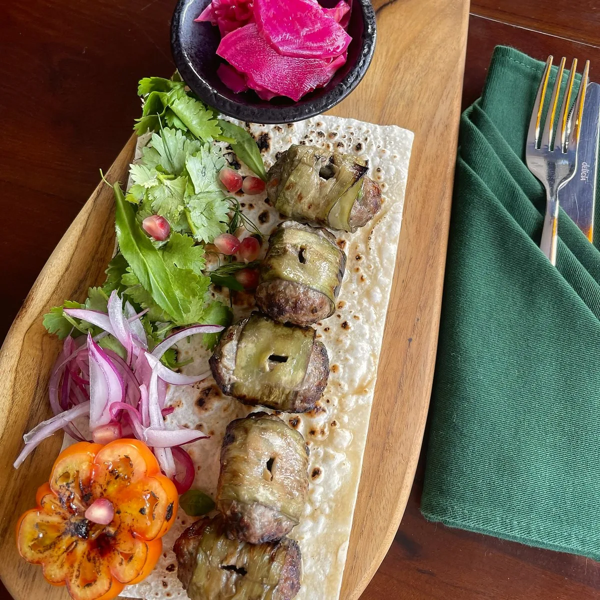 Lamb kebab at Tarragon Georgian restaurant, Uluwatu Bali