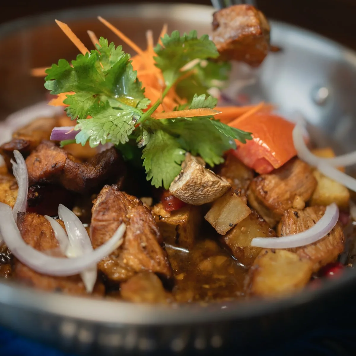 Odjakhuri with pork at Tarragon Georgian restaurant, Uluwatu Bali